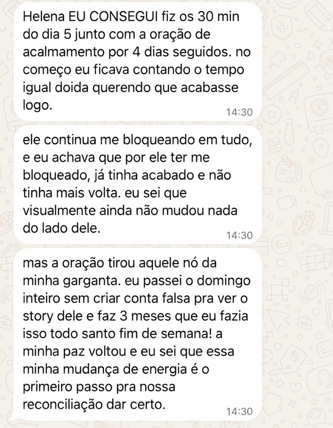 Relato real de cliente sobre bloqueio e autocontrole