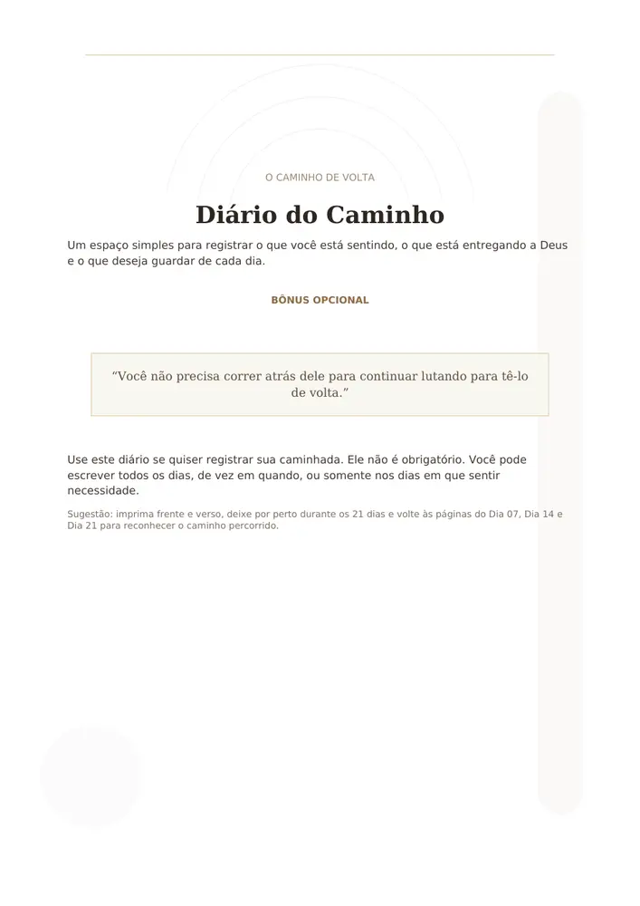 Capa do Diário do Caminho